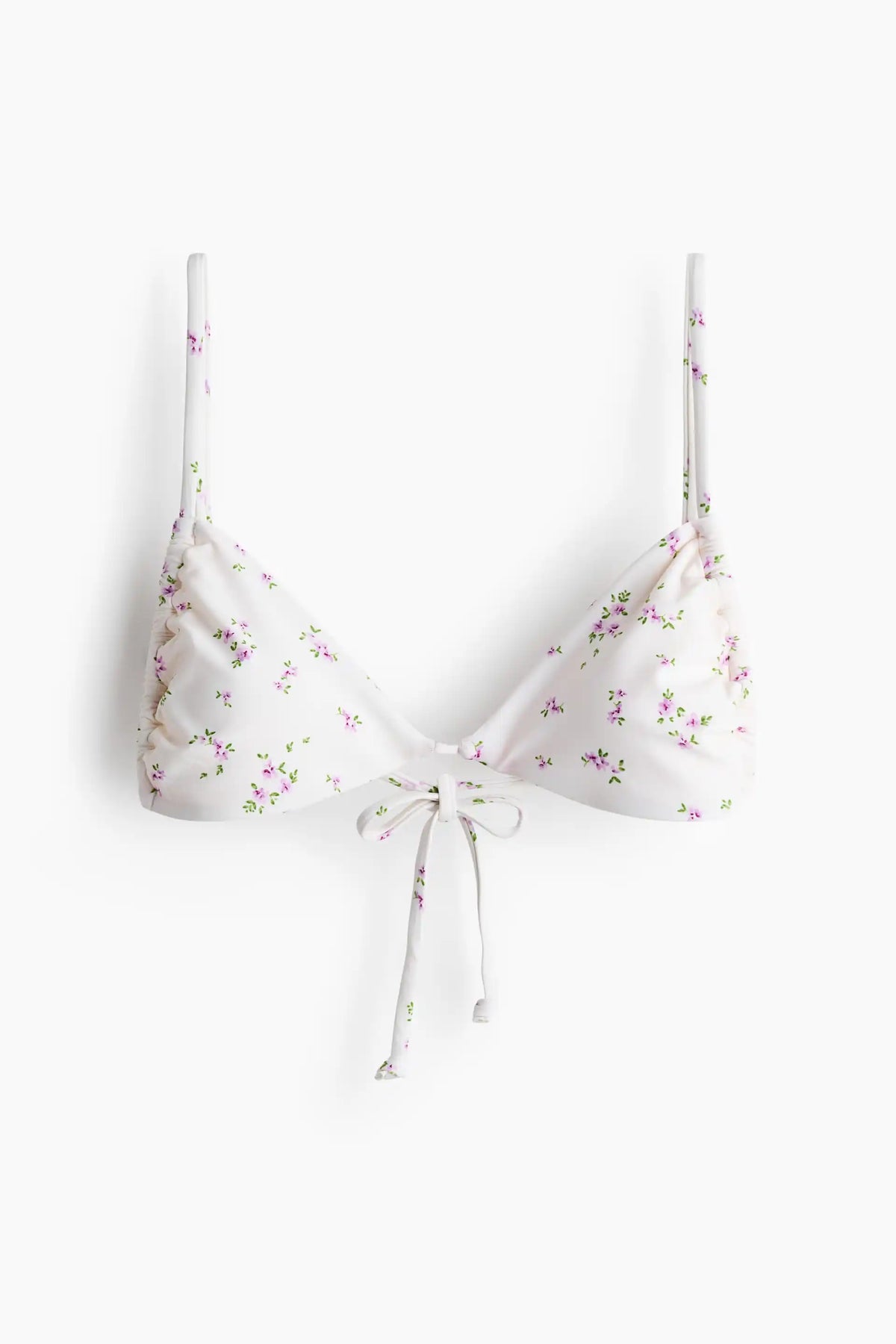 White Floral Triangle Bikini Set