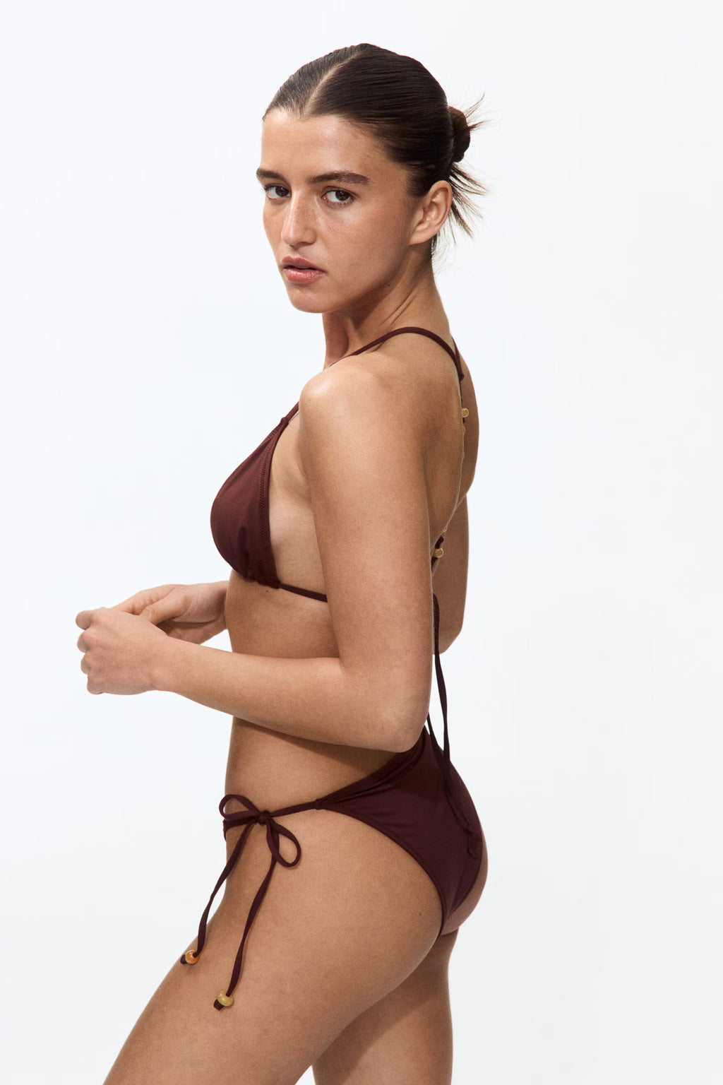 Chocolate Brown Halter Triangle Bikini Set