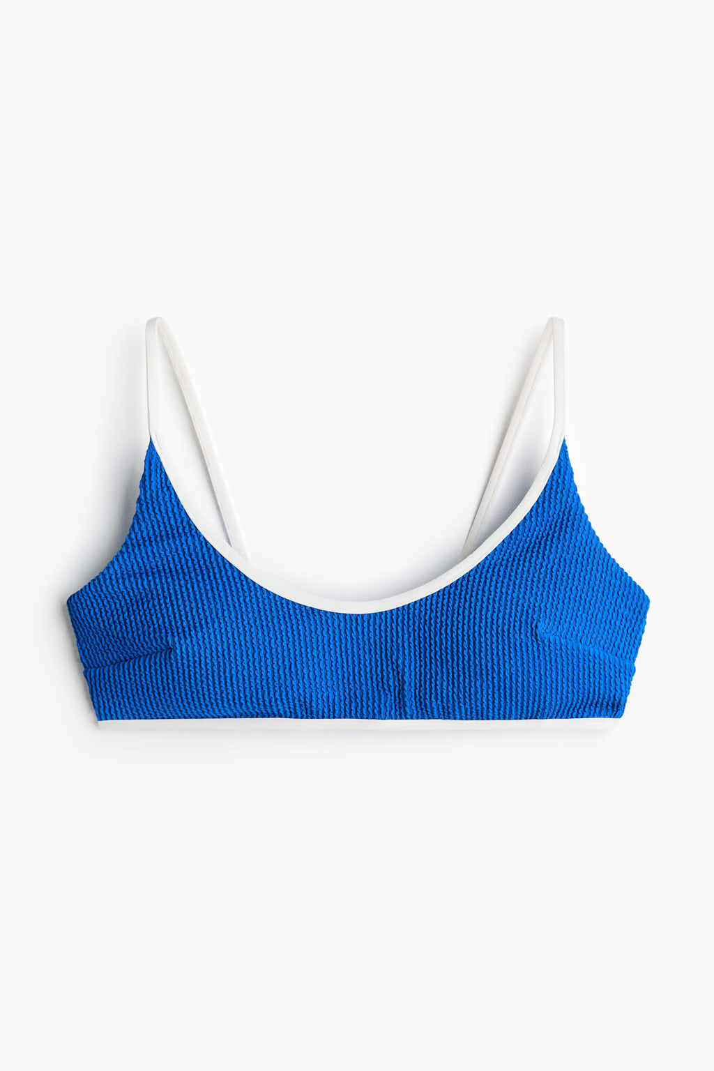 Royal Blue & White Contrast Crinkle Bikini Set