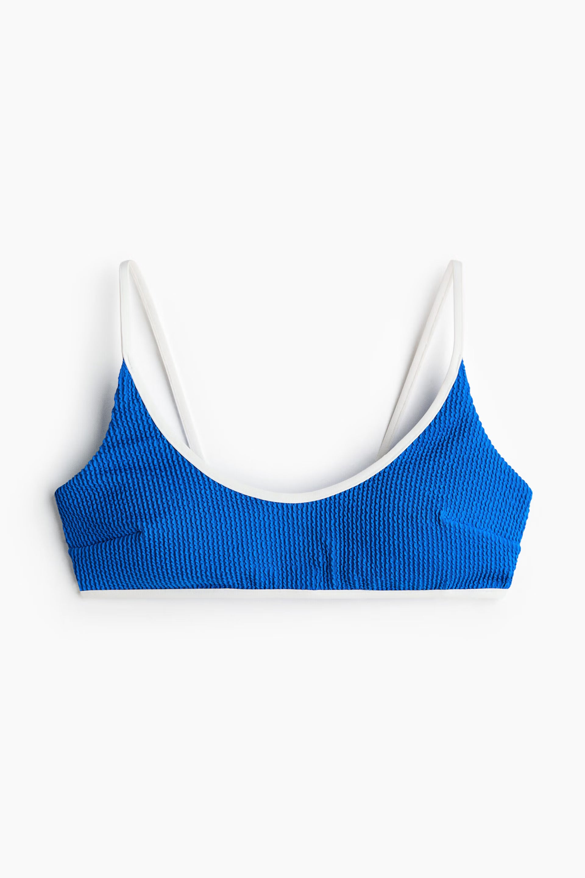 Royal Blue & White Contrast Crinkle Bikini Set