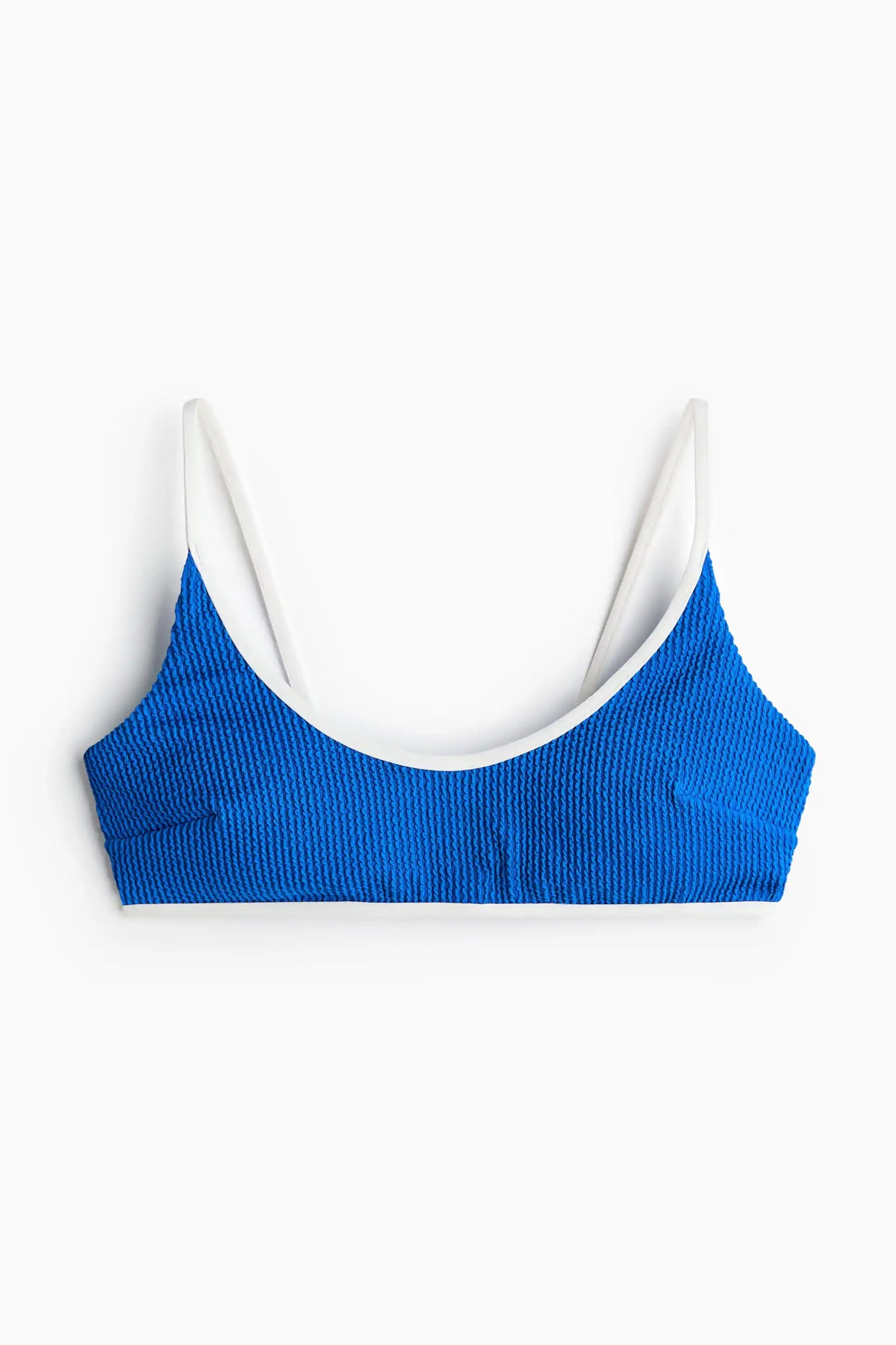 Royal Blue & White Contrast Crinkle Bikini Set