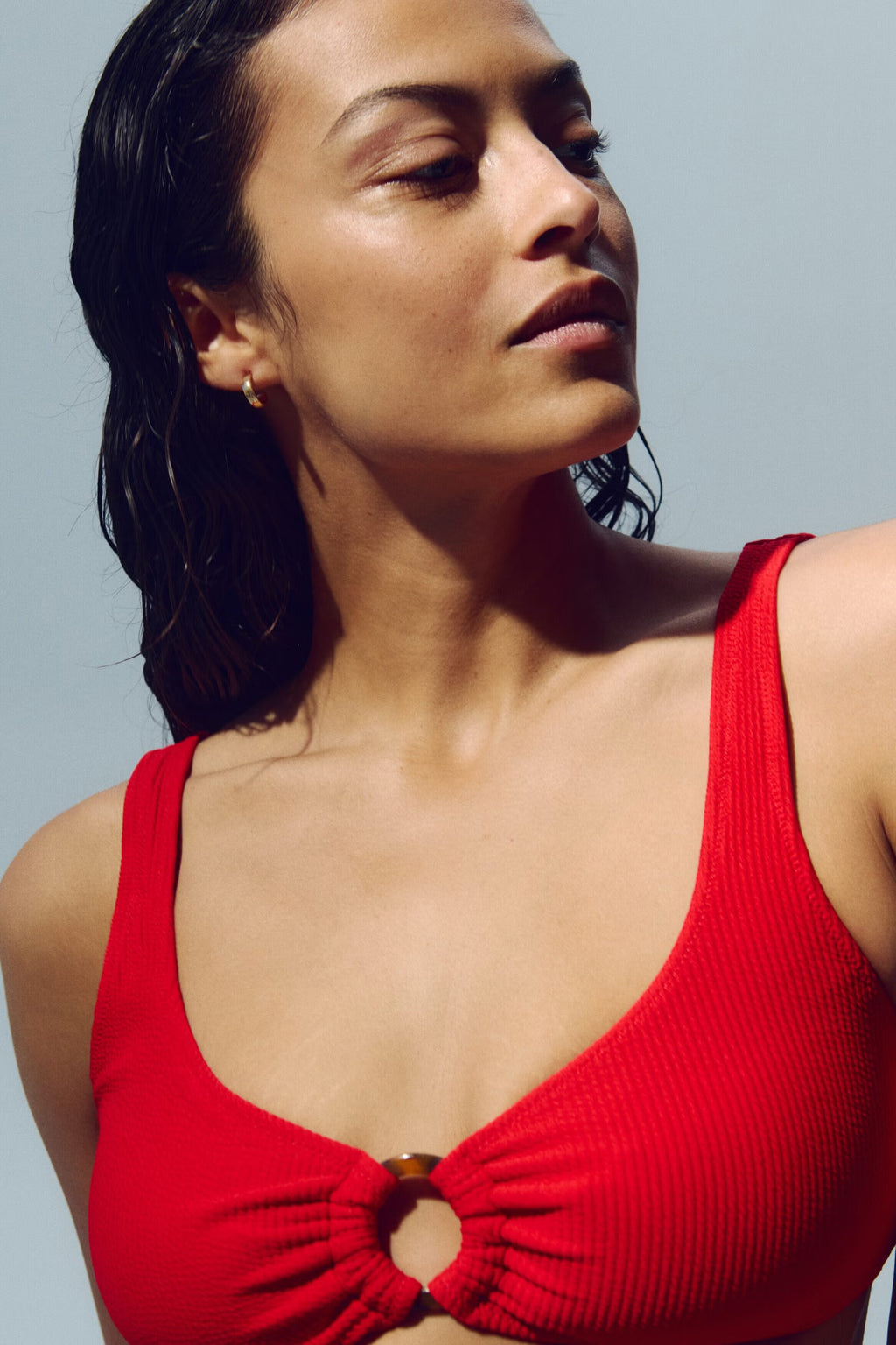 Red Ribbed O-Ring Bikini