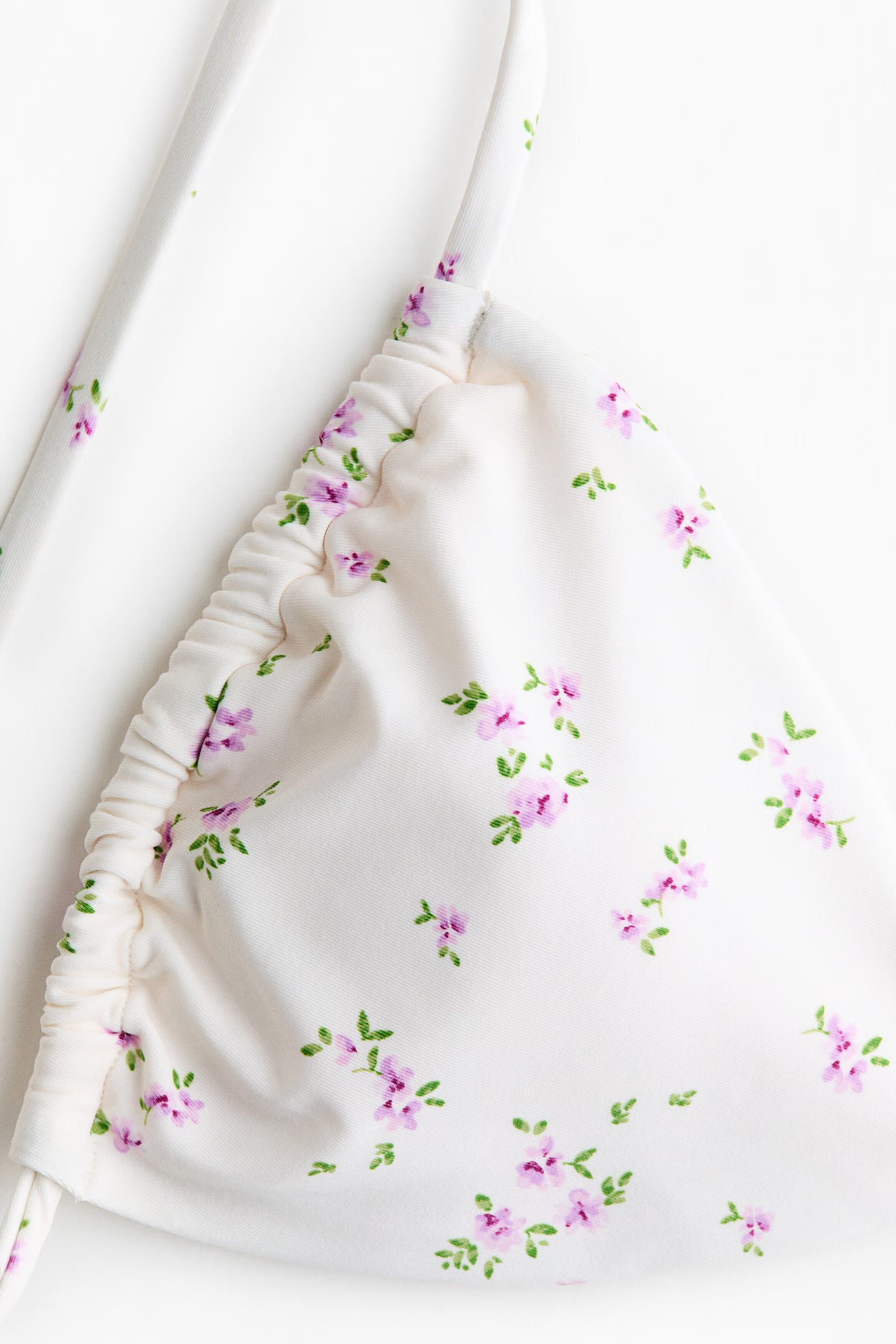 White Floral Triangle Bikini Set