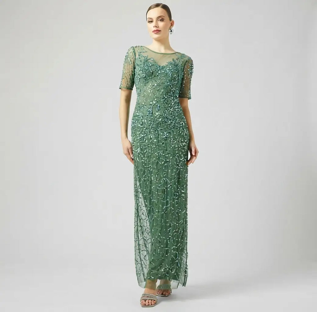 Bead Mesh Column Dress