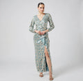 Metallic Crinkle Gown Dress