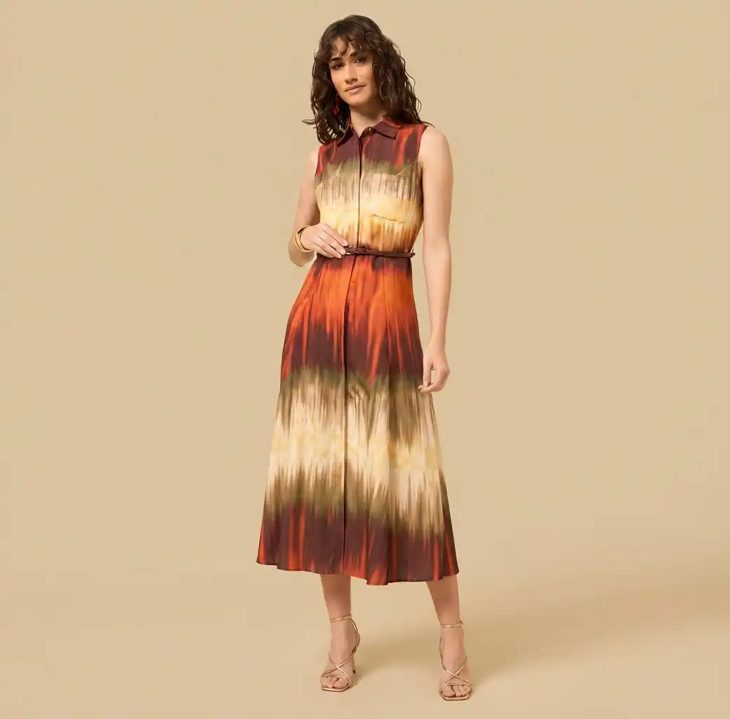 Embroidered Sleeveless Midi Dress