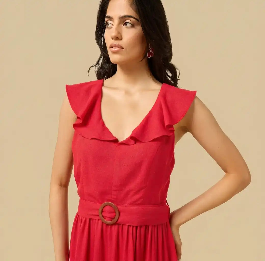 Tiered V Neck Sleeveless Maxi Dress