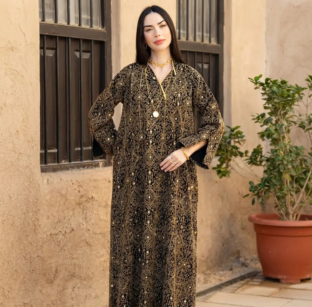 Embroider Black & Gold Dress