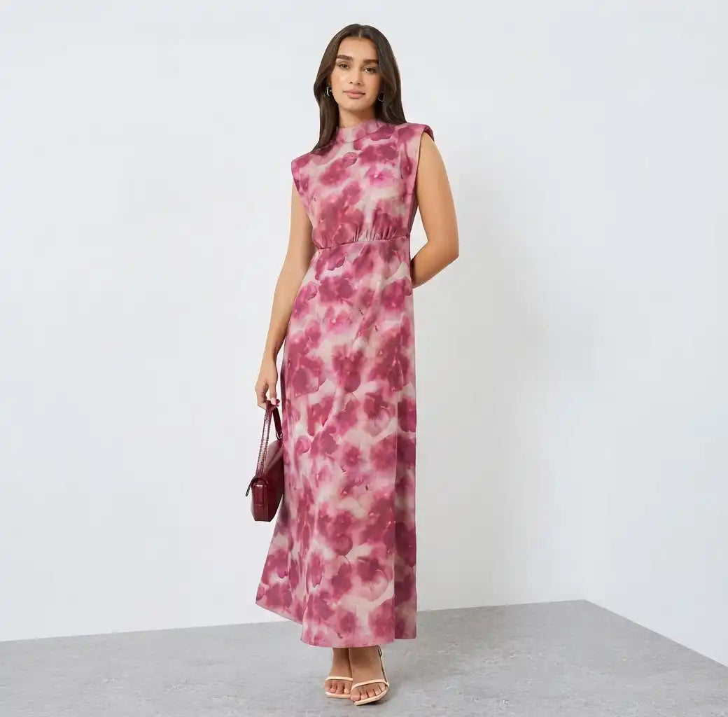 Women Floral Print Sleeveless Maxi Dress
