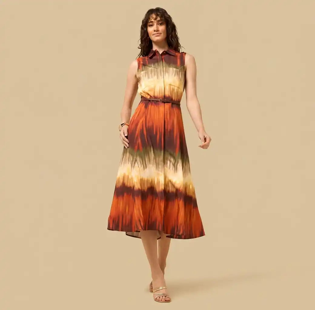 Embroidered Sleeveless Midi Dress