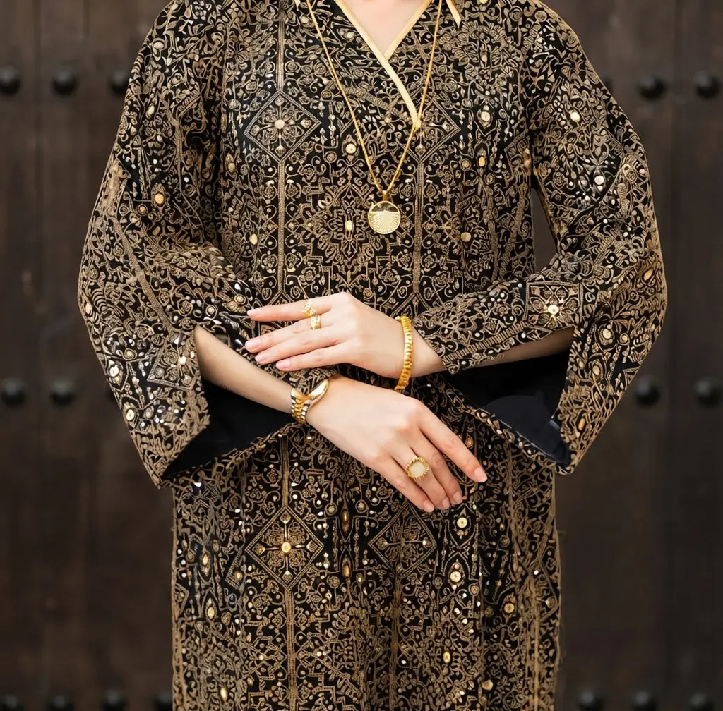 Embroider Black & Gold Dress