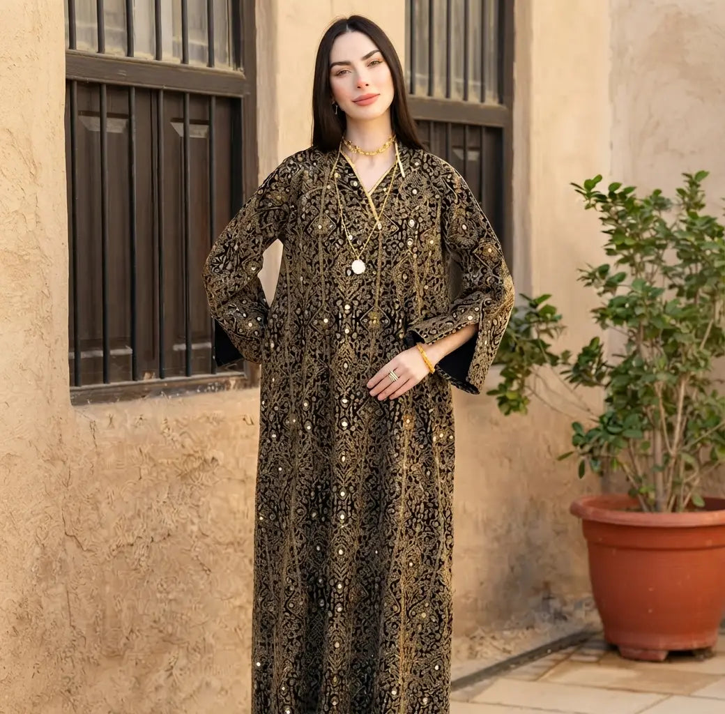 Embroider Black & Gold Dress