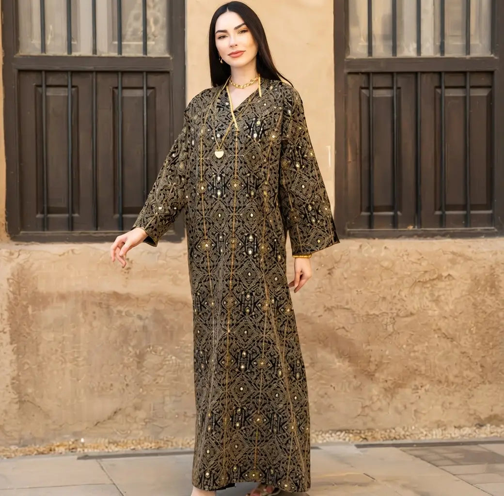 Embroider Black & Gold Dress