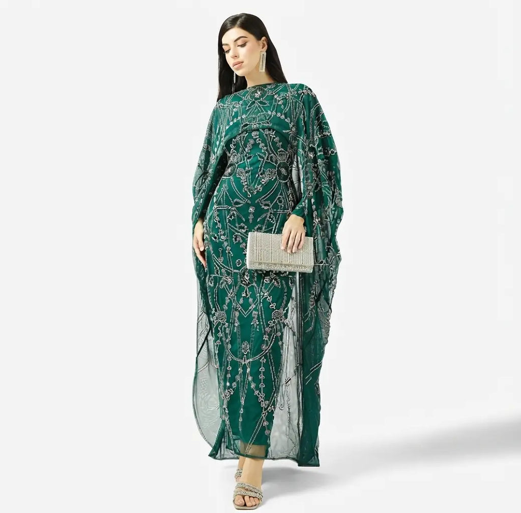 Cape Sleeve Maxi Dress