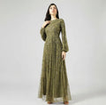 Boat Neck Sequin Maxi Dress