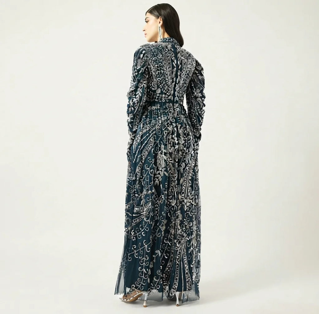 High Neck Sequin Maxi Dress