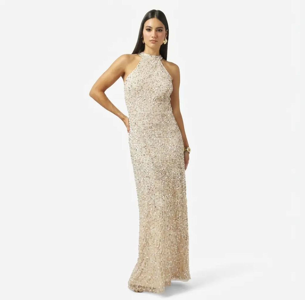 Halter Neck Embellished Dress