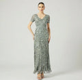 Stripe Embellished Short Sleeve Maxi Dress