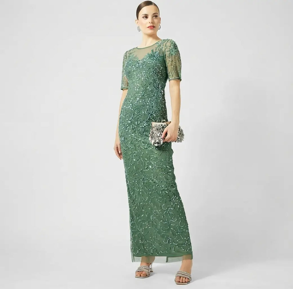 Bead Mesh Column Dress