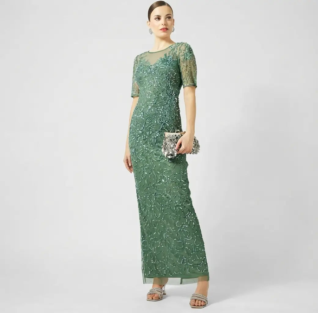Bead Mesh Column Dress