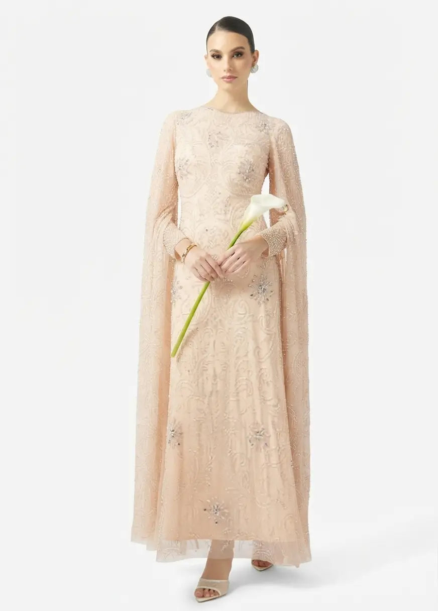 Cape Sleeve Sequin Maxi Dress
