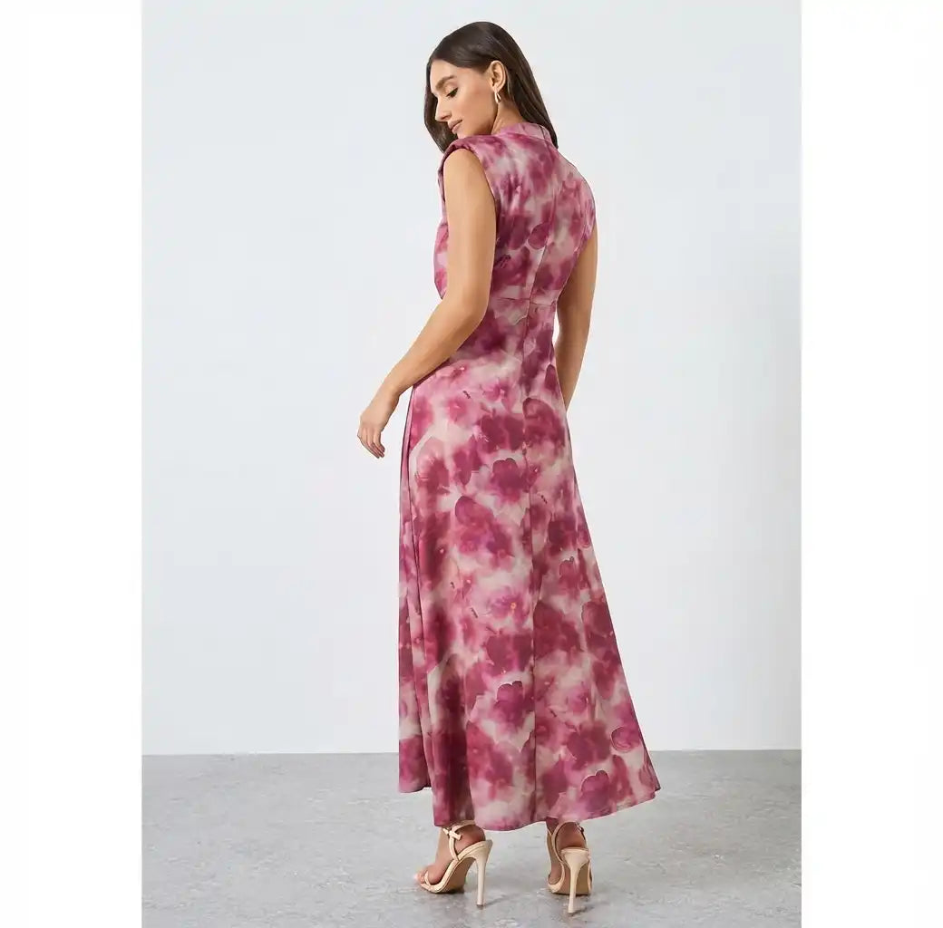 Women Floral Print Sleeveless Maxi Dress