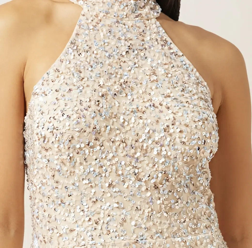 Halter Neck Embellished Dress