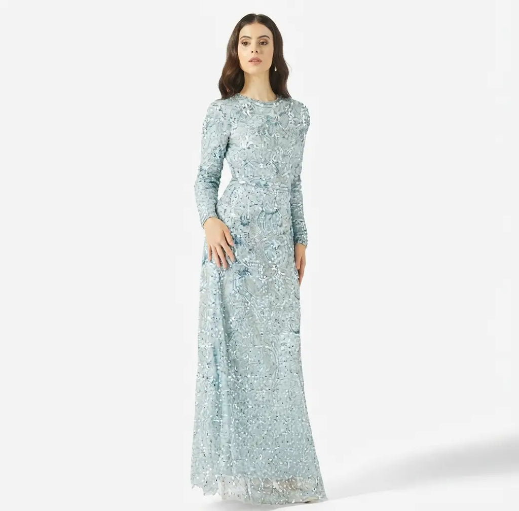 Puff Sleeve Sequin Maxi Dress