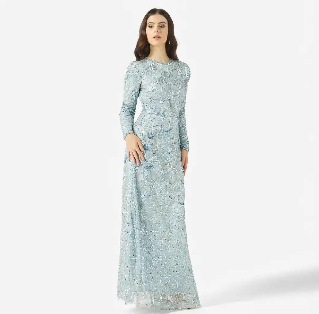 Puff Sleeve Sequin Maxi Dress