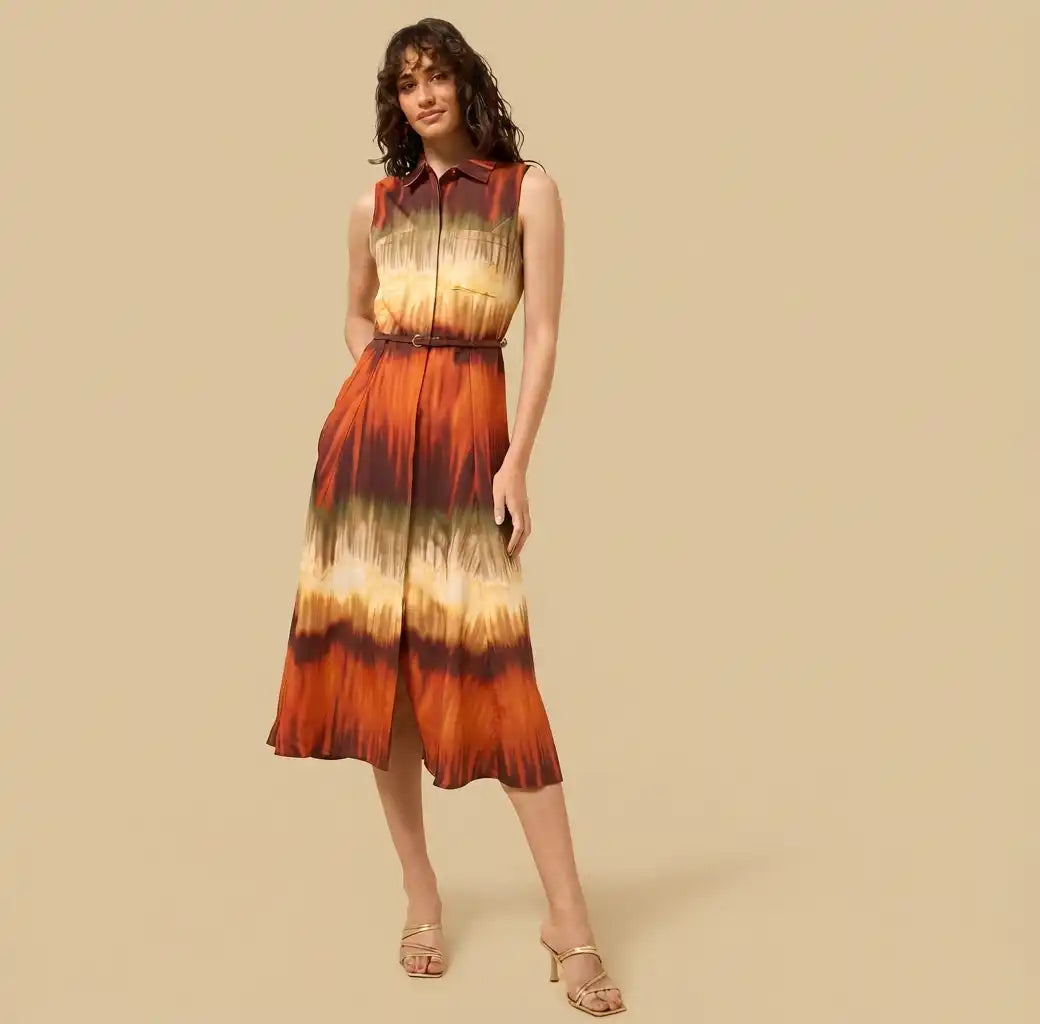 Embroidered Sleeveless Midi Dress