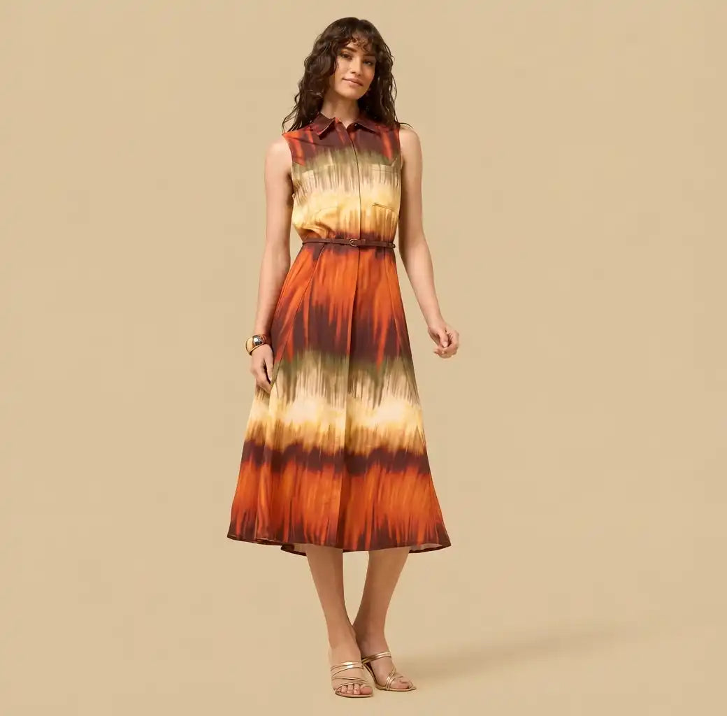 Embroidered Sleeveless Midi Dress