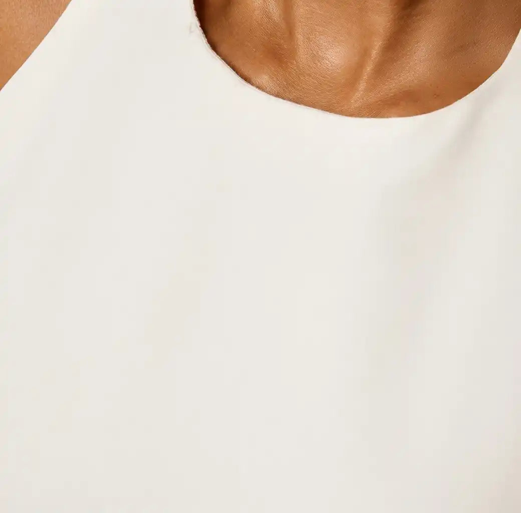 Lace Trim Asymmetric Sleeveless Poplin Dress