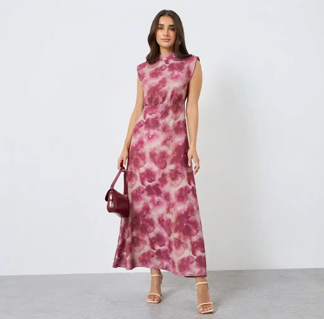 Women Floral Print Sleeveless Maxi Dress