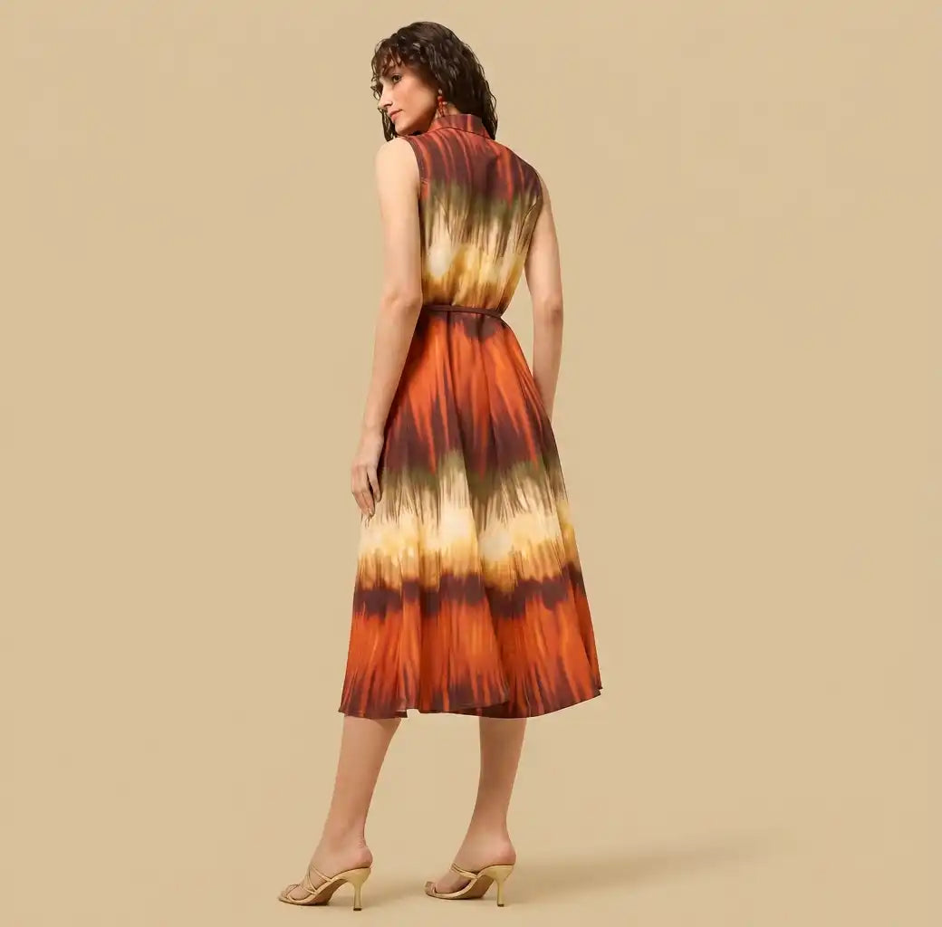 Embroidered Sleeveless Midi Dress