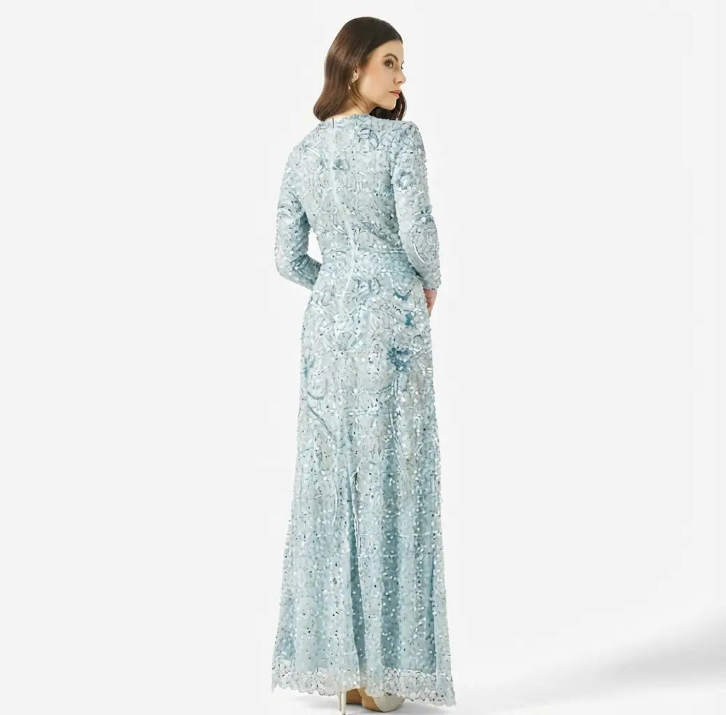 Puff Sleeve Sequin Maxi Dress