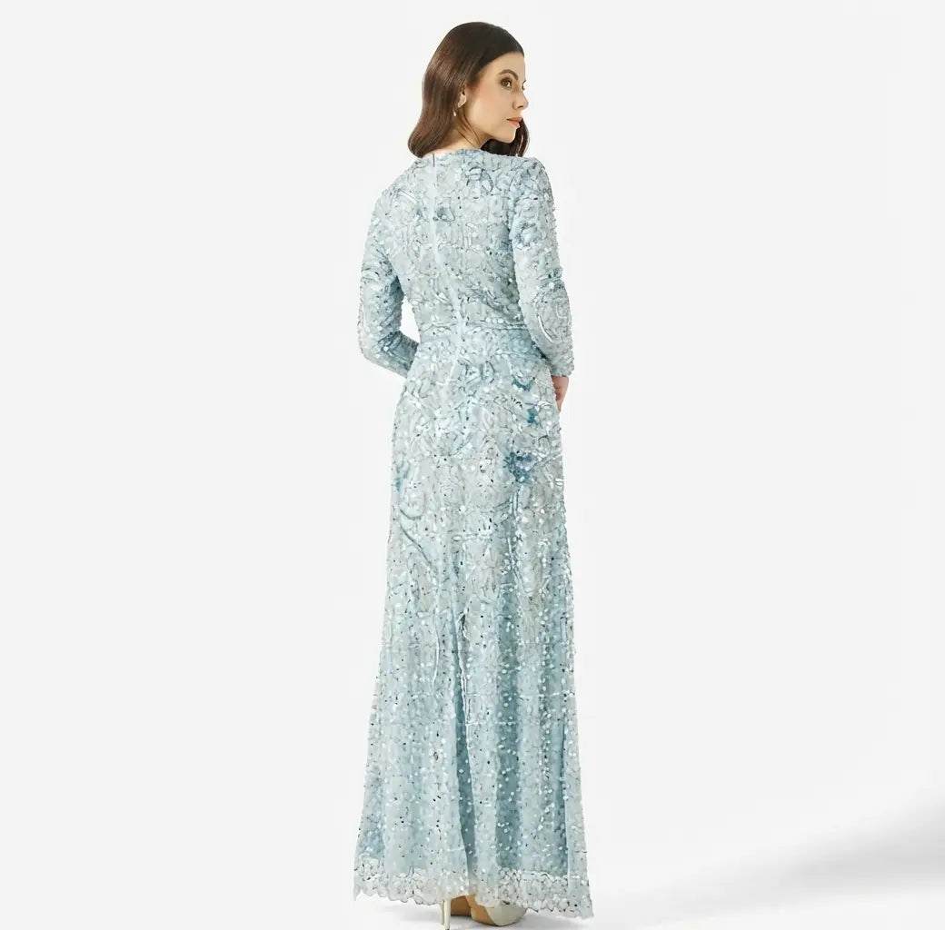 Puff Sleeve Sequin Maxi Dress