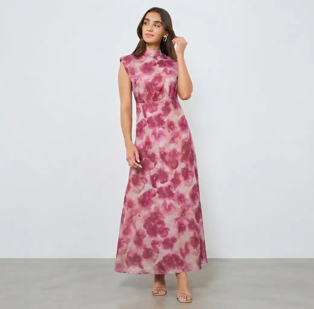 Women Floral Print Sleeveless Maxi Dress