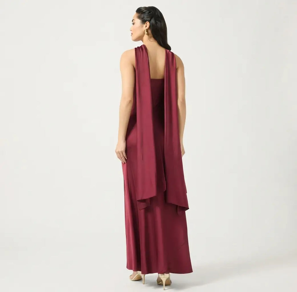 Strapless Twist-Front Maxi Dress