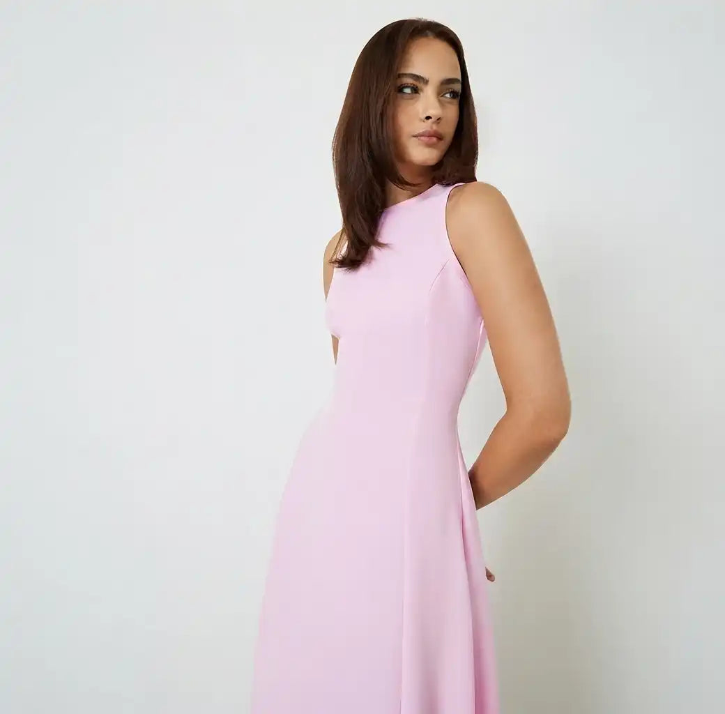 Pink Sleeveless Casual A-Line Maxi Dress