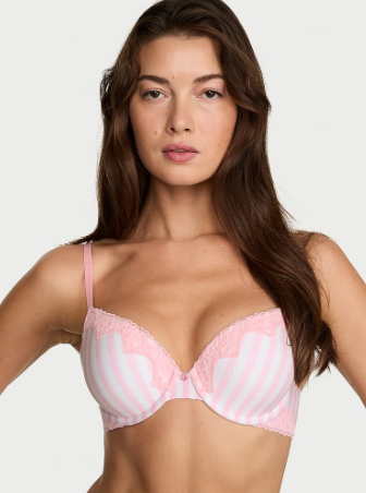 Perfect Shape Cotton Lace-Trim Push-Up Bra
