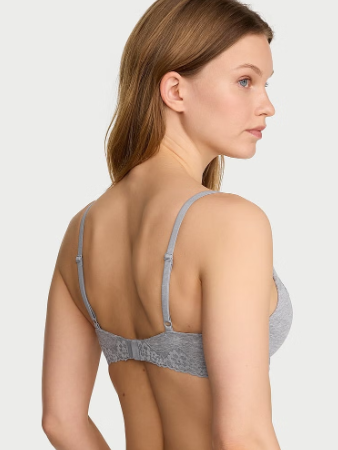 Perfect Shape Cotton Lace-Trim Push-Up Bra
