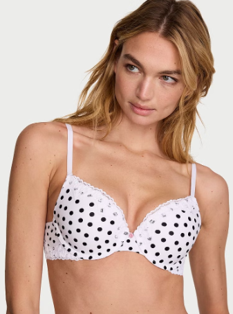 Perfect Shape Cotton Lace-Trim Push-Up Bra