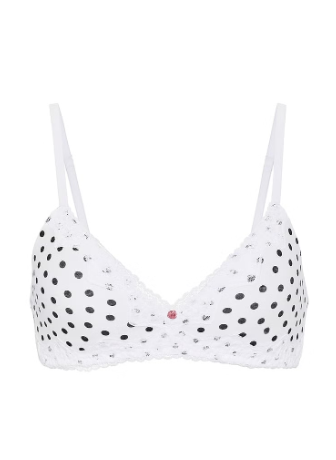 Cotton Lace-Trim Lightly Lined Wireless Bra