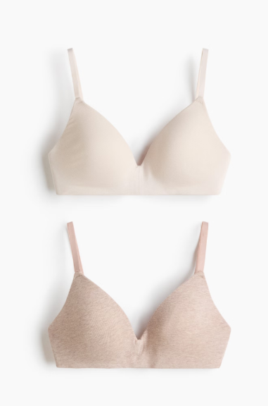2-pack padded non-wired cotton bras