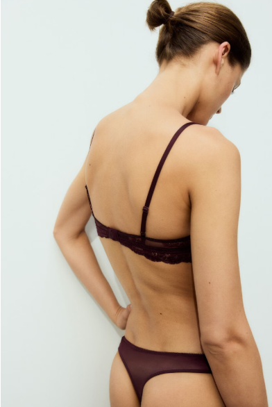 Padded soft lace bra