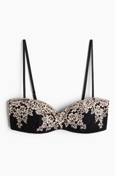 Padded lace bandeau bra