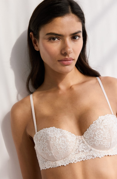 Padded lace balconette bra