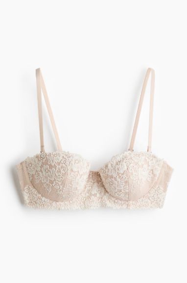 Padded lace balconette bra