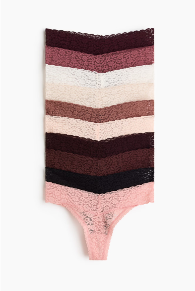 10-pack lace thong briefs