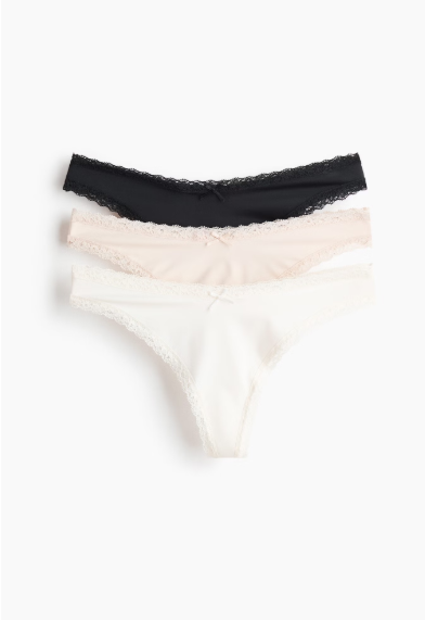 3-pack lace-trimmed thong briefs